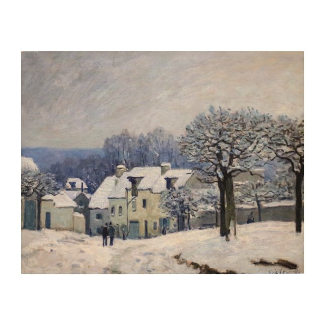 Alfred Sisley - Place Chenil in Marly, Snow Effect Wood Wall Art (Front)