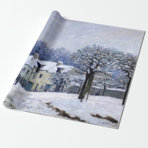 Alfred Sisley _ Place Chenil in Marly Snow Effect Wrapping Paper