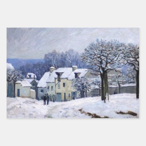 Alfred Sisley _ Place Chenil in Marly Snow Effect Wrapping Paper Sheets