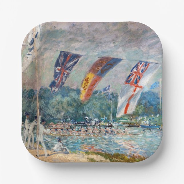 Alfred Sisley - Regatta at Molesey Paper Plates (Front)