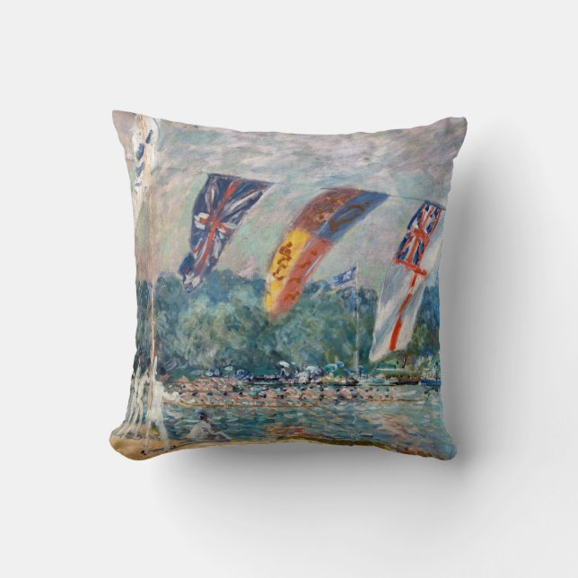 Alfred Sisley - Regatta at Molesey Throw Pillow (Front)