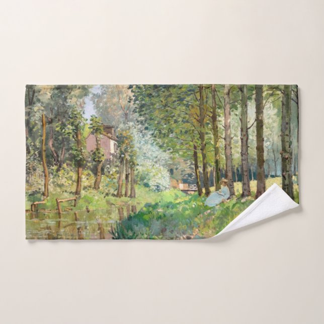 Alfred Sisley - Rest along the Stream Bath Towel Set (Hand Towel)