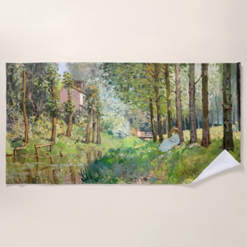 Alfred Sisley _ Rest along the Stream Beach Towel