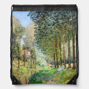 Alfred Sisley - Rest along the Stream Drawstring Bag