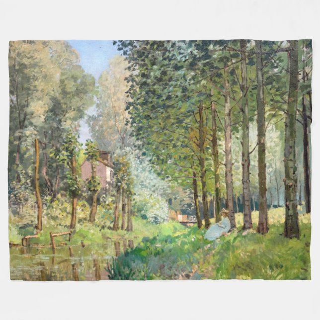 Alfred Sisley - Rest along the Stream Fleece Blanket (Front (Horizontal))