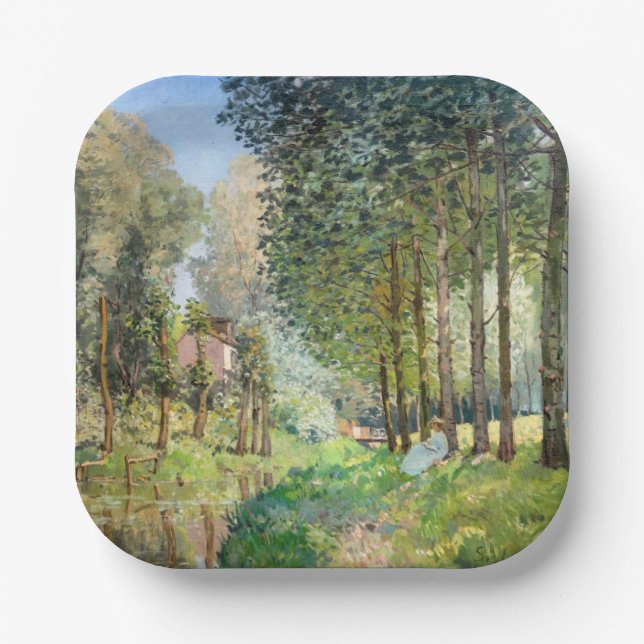 Alfred Sisley - Rest along the Stream Paper Plates (Front)