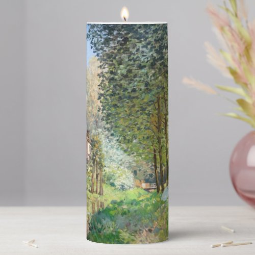 Alfred Sisley _ Rest along the Stream Pillar Candle