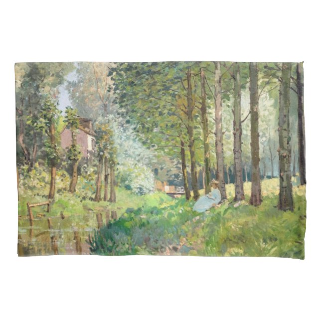 Alfred Sisley - Rest along the Stream Pillow Case (Front)