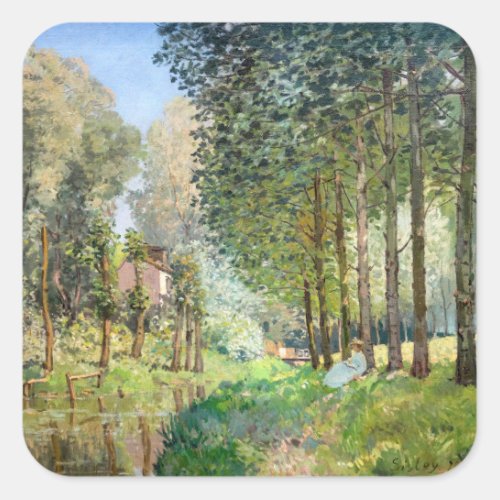 Alfred Sisley _ Rest along the Stream Square Sticker