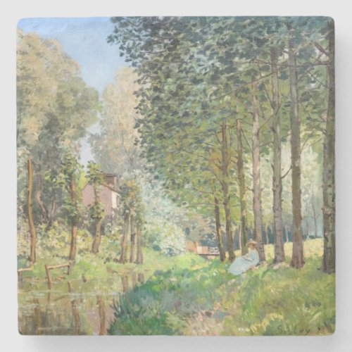 Alfred Sisley _ Rest along the Stream Stone Coaster