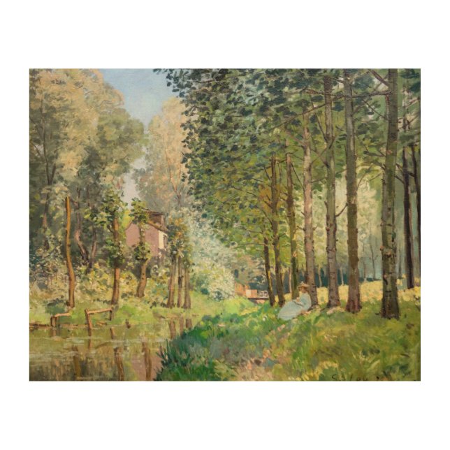 Alfred Sisley - Rest along the Stream Wood Wall Art (Front)