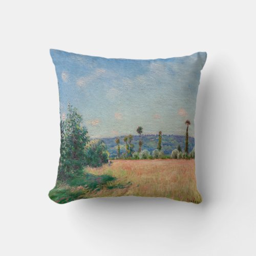 Alfred Sisley _ Sahurs Meadows in Morning Sun Throw Pillow