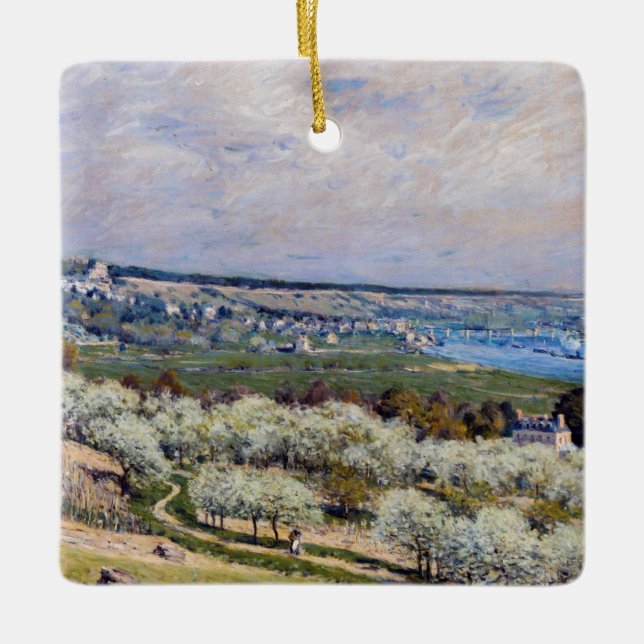 Alfred Sisley - Terrace at Saint-Germain, Spring Ceramic Ornament (Front)