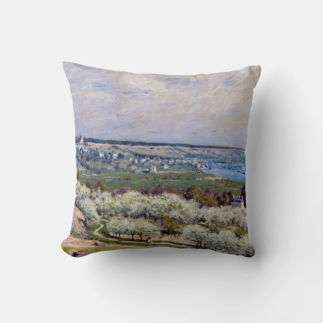 Alfred Sisley - Terrace at Saint-Germain, Spring Throw Pillow (Front)