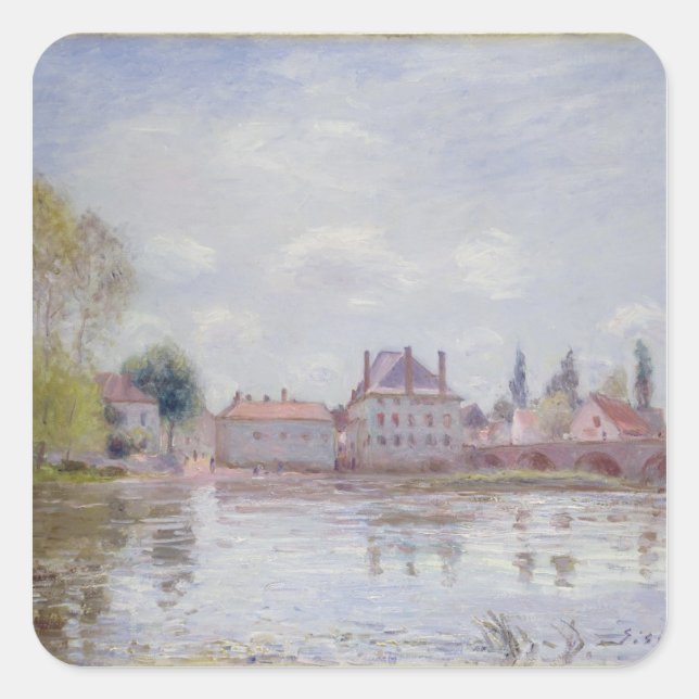 Alfred Sisley | The Bridge at Moret-sur-Loing Square Sticker (Front)