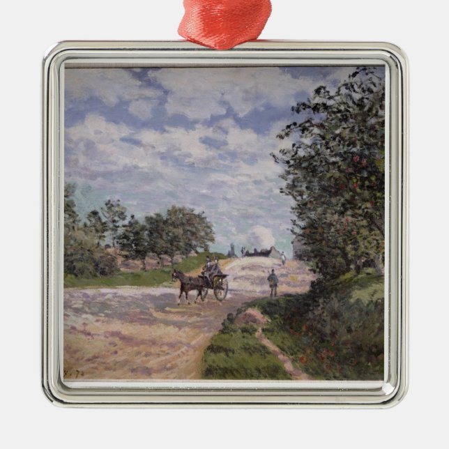 Alfred Sisley | The Road from Mantes  Metal Ornament (Front)