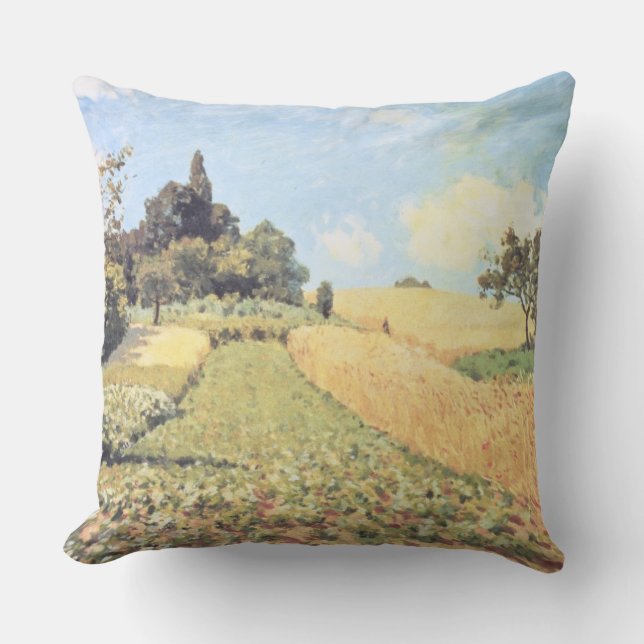 Alfred Sisley | Wheat Field Throw Pillow (Front)