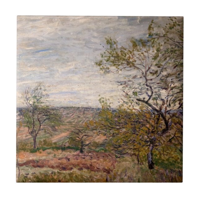 Alfred Sisley - Windy Day at Veneux Ceramic Tile (Front)