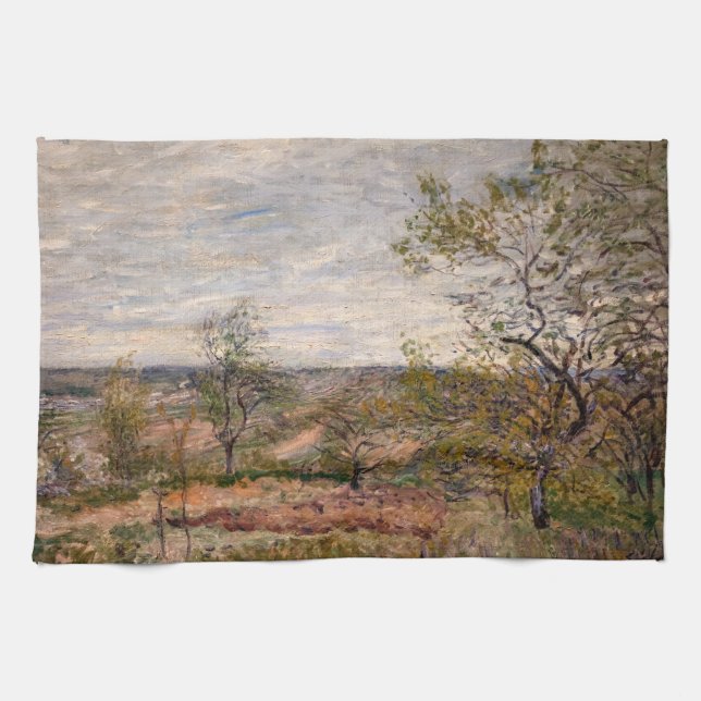 Alfred Sisley - Windy Day at Veneux Kitchen Towel (Horizontal)