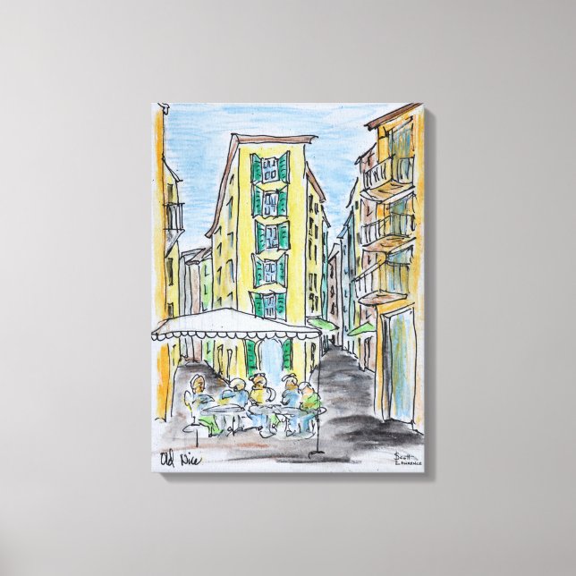 Alfresco Dining in Old Nice | Nice, France Canvas Print (Front)