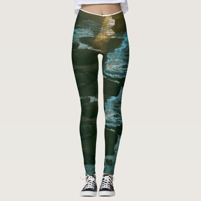 "Algae Green High-Waist Leggings – Stylish and Sus (Front)