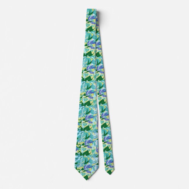 Algae Seaweed Ocean Sea Blue Green Water Nautical Neck Tie (Front)