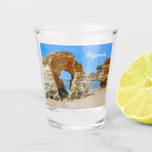 Algarve Beach and Rocks in Portugal Souvenir Shot Glass