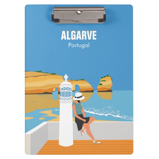 Algarve beach girl travel vintage style clipboard (Front)