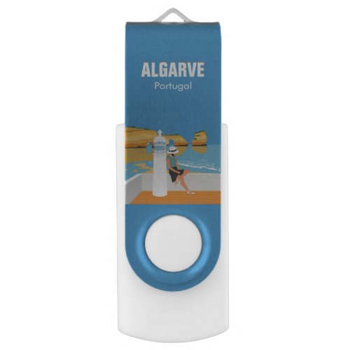 Algarve beach girl travel vintage style flash drive