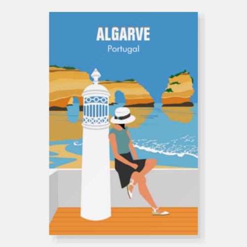 Algarve beach girl travel vintage style foam board