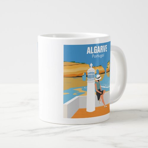 Algarve beach girl travel vintage style giant coffee mug