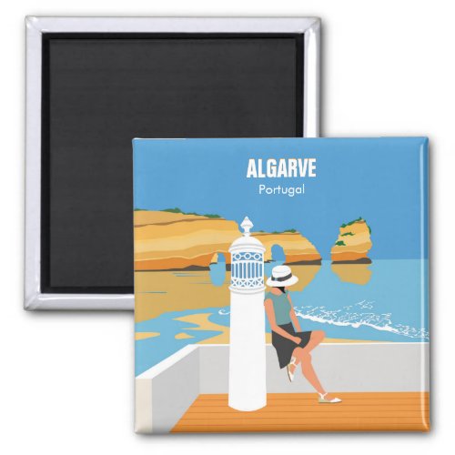 Algarve beach girl travel vintage style magnet