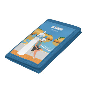 Algarve beach girl travel vintage style trifold wallet