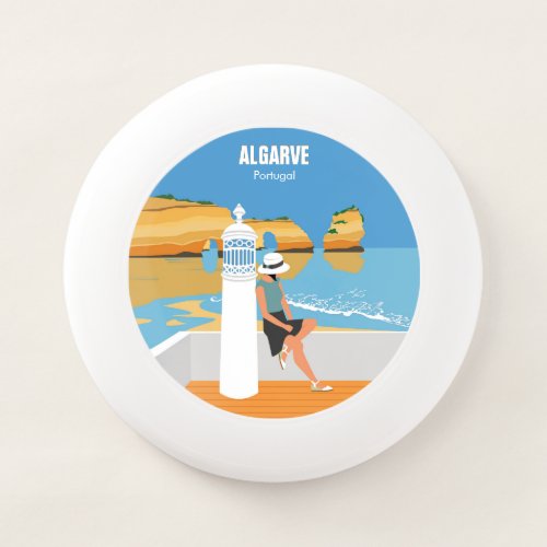 Algarve beach girl travel vintage style Wham_O frisbee