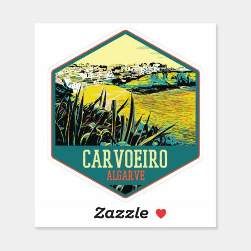 Algarve Carvoeiro beach illustration Portugal Sticker