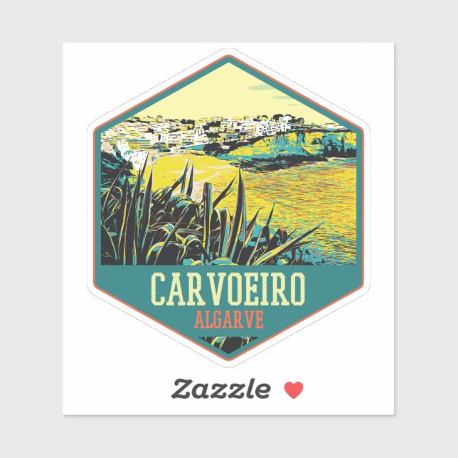 Algarve Carvoeiro beach illustration Portugal Sticker (Sheet)