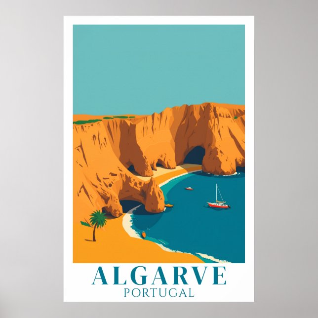 Algarve Portugal Beach Vintage Travel Art Poster (Front)