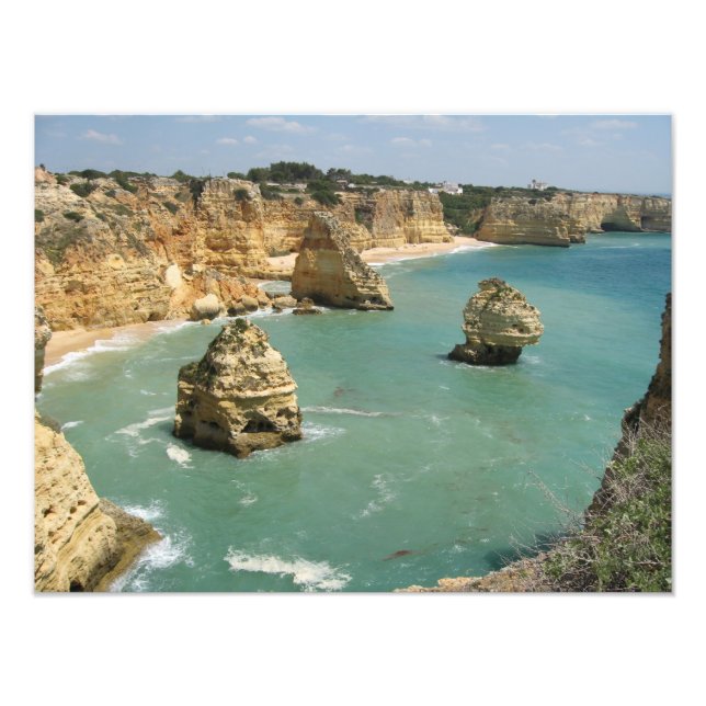 Algarve, Portugal, Benagil beach and cliffs Photo Print (Front)