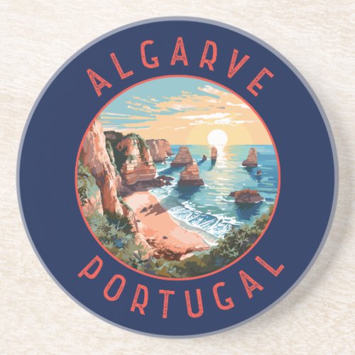 Algarve Portugal Retro Distressed Circle Coaster