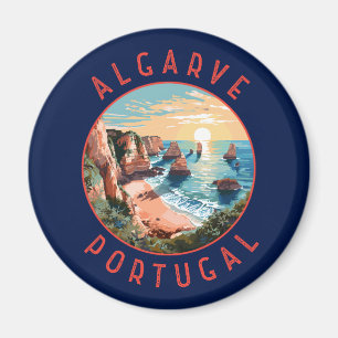 Algarve Portugal Retro Distressed Circle Magnet