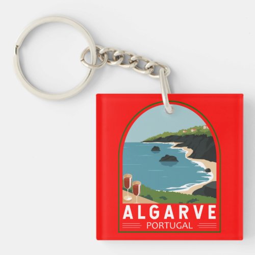 Algarve Portugal Retro Travel Art Vintage Keychain
