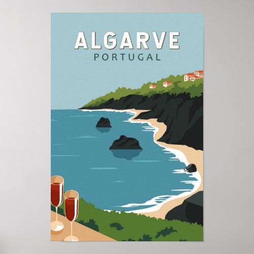 Algarve Portugal Retro Travel Art Vintage Poster