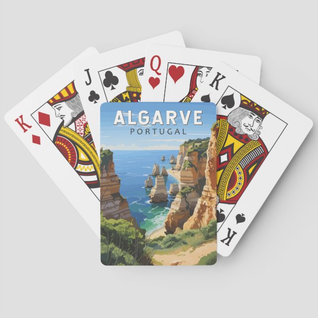 Algarve Portugal Travel Art Vintage Poker Cards (Back)