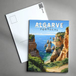Algarve Portugal Travel Art Vintage Postcard<br><div class="desc">Algarve vector art design. The Algarve,  Portugal’s southernmost region,  is known for its Atlantic beaches and golf resorts.</div>