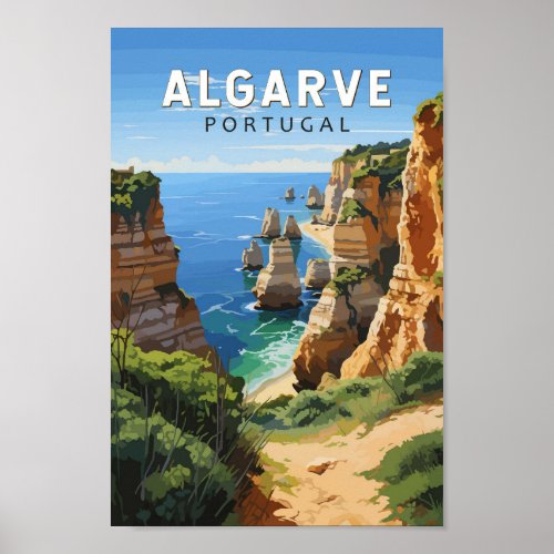 Algarve Portugal Travel Art Vintage Poster