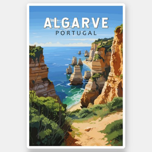 Algarve Portugal Travel Art Vintage Sticker