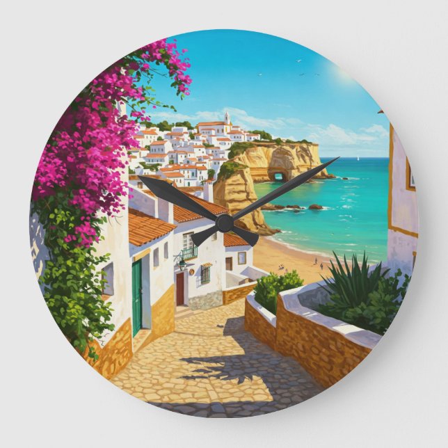 Algarve Portugal Travel Large Clock (Front)