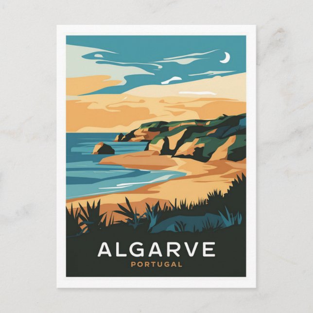 Algarve Portugal Travel Retro Postcard (Front)