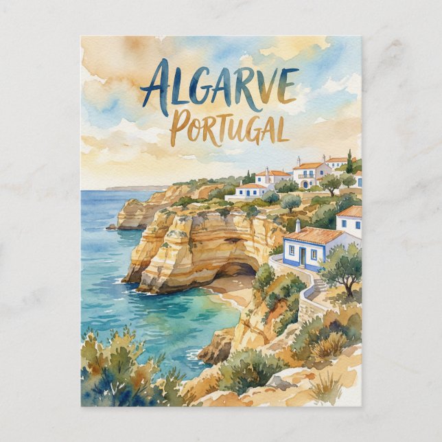 Algarve Portugal water color Postcard (Front)