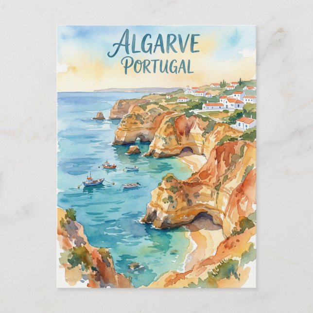 Algarve Portugal water color Postcard (Front)